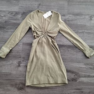 NWT Zara Sage Cutout Mini Dress [Size XS]